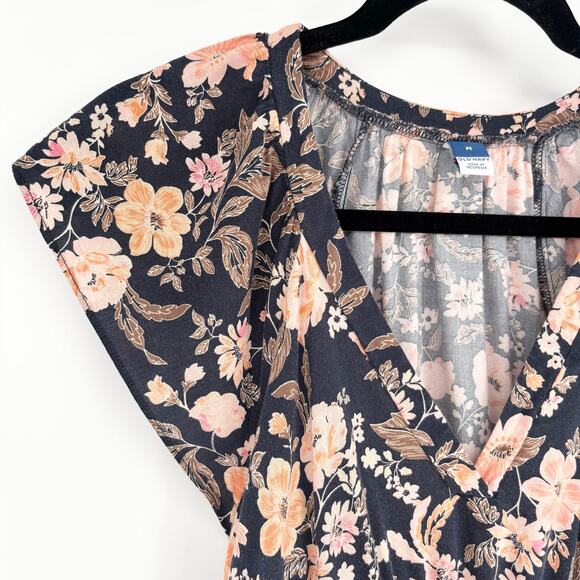 Old Navy V-Neck Flutter Sleeve Midi Floral Tiered Dress Size M - Picture 4 of 7